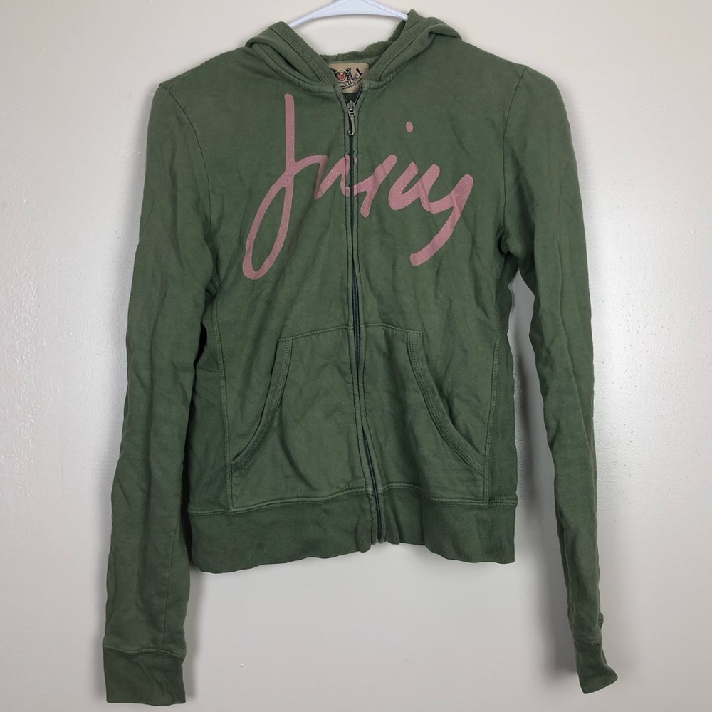 ❤️Juicy Couture Green & Pink Zip Up Hoodie❤️ - Picture 2 of 7